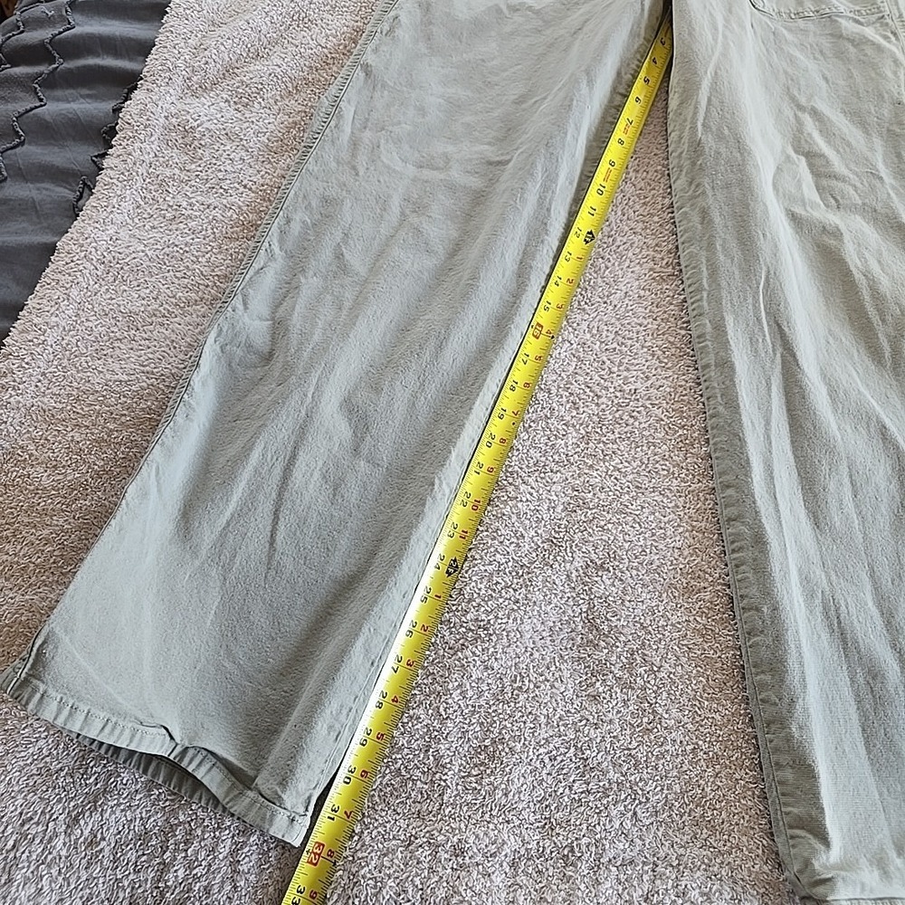 American Eagle Stretch Stovepipe Canvas Pants Green Sz 10 Long Festival Y2K - Picture 11 of 16